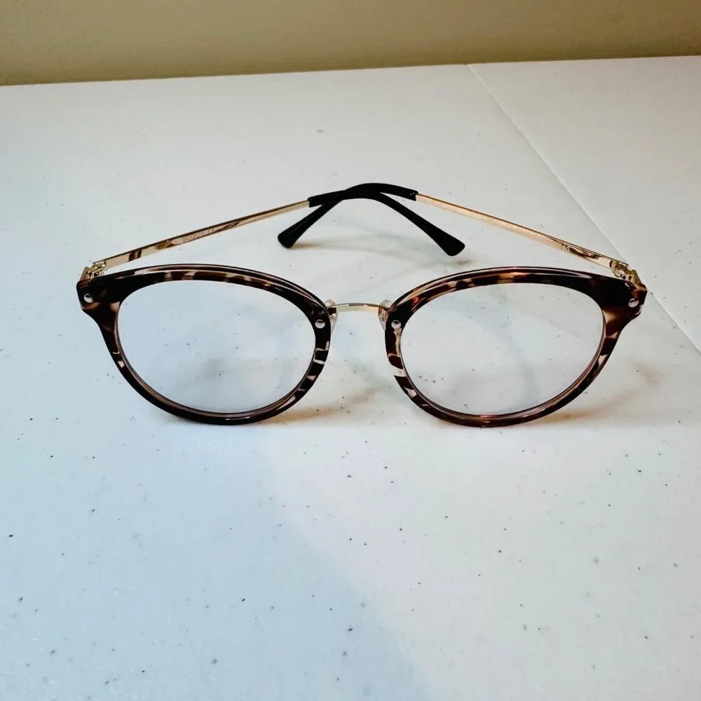 Tortoiseshell Retro Round Frame Blue Light Blocking Glasses Anti-Blue Light Lens